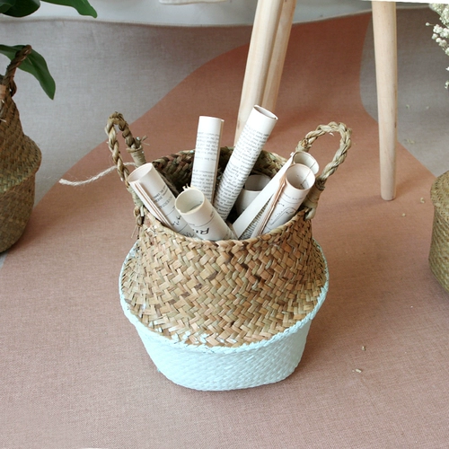 Nordic ins Wind Sea Cao Плетение цветочной корзины творческая баскетбольная баскетбольная баскетбольная баскетбольная пианино -листья Banyan Basket