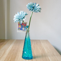 Hipster simulation flower arrangement decorative flower colored transparent glass vase minimalist home dining table floral ornaments