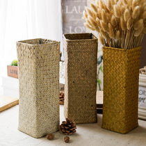 Handmade Sea Grass Choreographers Flower Basket Fields Garden Dry Flowers Decoration Vases Retro Nostalgia Flower Arrangements Home Decoration Products