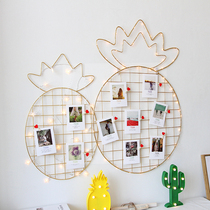 Pineapple grid photo wall decoration girl dormitory ins creative bedroom hemp rope clip hanging photo iron frame