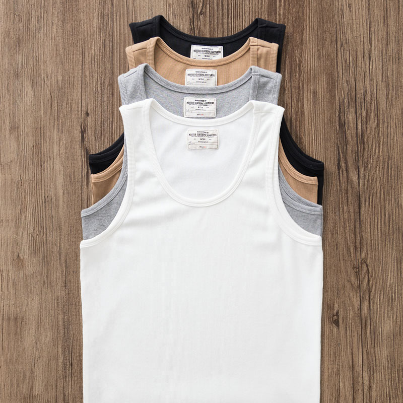 Heavyweight American Retro Sleeveless Sports Vest for Men, Slim Fit, High Elasticity, Pure Cotton, Solid Color, Fitness Base Layer Tank Top Heavyweight American Retro Sleeveless Sports Vest for Men, Slim Fit, High Elasticity, Pure Cotton, Solid Color, Fitness Base Layer Tank Top