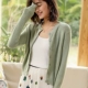 Mùa xuân 2019 mới của phụ nữ áo len cardigan màu rắn cổ tròn phần ngắn kẹo màu áo khoác dài tay đan đáy áo - Cardigan