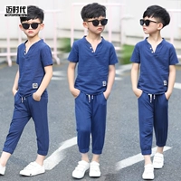 Mùa hè 6 mới 7 bé trai 8 cotton và vải lanh phù hợp với trẻ em 10 bé trai và trẻ em 11 trẻ em 3 tuổi 5 mùa hè 4 quần áo 9. - Phù hợp với trẻ em quần áo trẻ sơ sinh