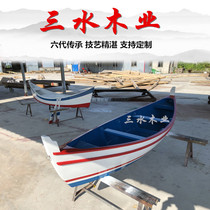 European wooden boat Outdoor landscape decoration Flower boat Wedding photography model ornament boat Antique solid wood pointed fishing boat