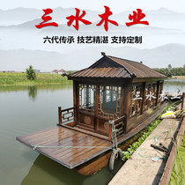 Wooden boat Painting boat Scenic spot Small antique Chinese electric tour sightseeing cruise Water catering accommodation room boat