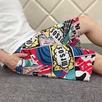 Big pants mens home summer wear ultra-thin beach pants plus fattening cotton shorts sleeping pajama pants trend