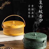 Mosquito Coil Tray Towed Anti-Burn Mosquito Repellent Incense Box Creative Home With Lid Pick Up Ash Laying Mosquito Incense Frame Iron Art Sandalwood Mosquito Incense Stove