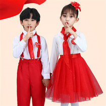 Childrens Day Childrens Day girl recitation skirt first grade dance costume boy poetry red scarf performance costume