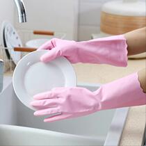 Gloves wash dishes wear-resistant family household business dining and drinking womens rubber gloves Wash cold water clean summer thin velvet