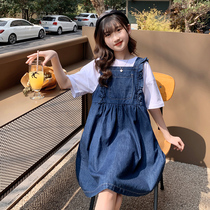 Girls dress for dress suit Chardress 2022 new Korean version Large child Children Summer Korean version Ocean Gas Denim Harness Skirt
