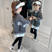 Girl Denim Jacket Fall 2020 New Childrens Clothing Super Ocean Gas Net Red Autumn Clothing CUHK Children Short Stylish Clothes