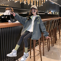 Girls double-sided rocking grain suede jacket 2021 Korean version of autumn and winter Childrens foreign air thickened trendy windproof CUHK Tong Wei suit