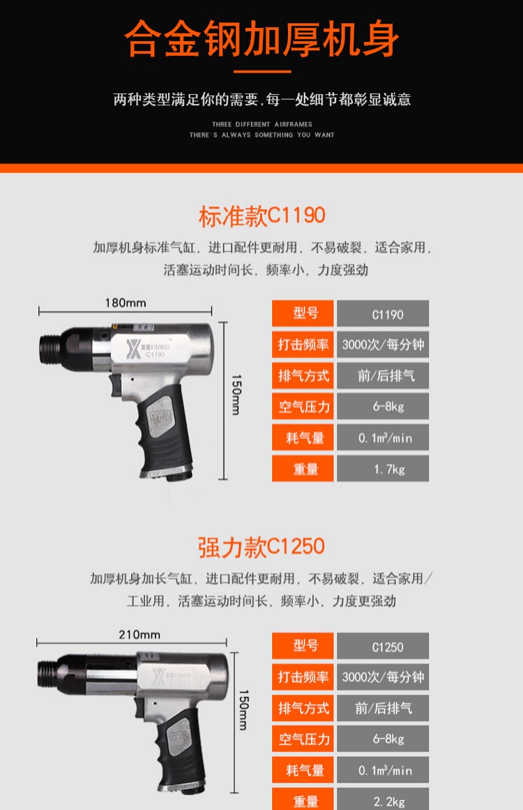 Xinwei khí nén xẻng không khí xẻng búa khí nén đập khí đập vỡ khí đục công cụ đập khí 150 | 190 | 250 máy nén piston