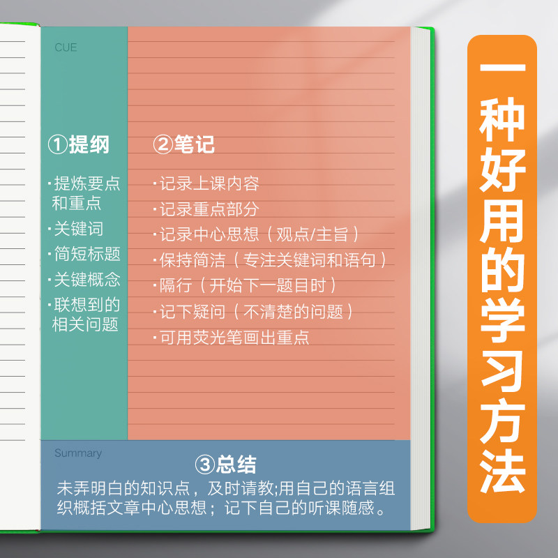 CORNELL 노트북 테스트 검토 학습 시험 대학생 5R 기억 5R 기억 메모리 방법 두꺼운 울트라 -두드리는 단순한 단순한 단순한 소프트 가죽 화이트 홍아 공명 레코드 북