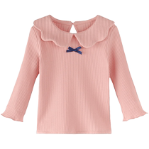 Baoran baby girl spring and autumn bottoming shirt pit striped rowan knitted clothing fashionable outing princess clothing baby autumn clothing 9722