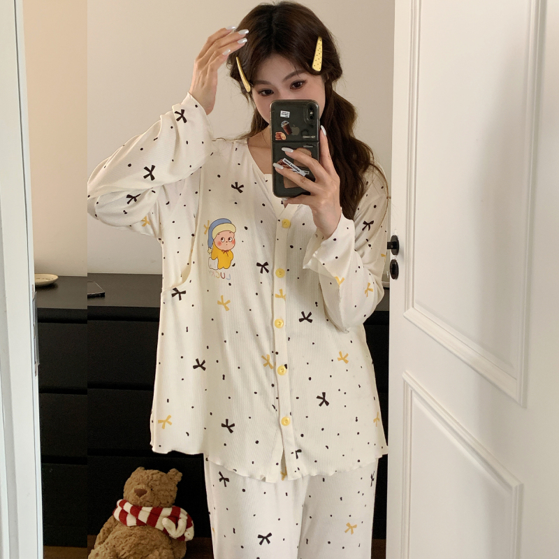 Summer Thin Modal Postpartum Clothing with Breast Pads, Nursing Maternity Wear, Plus-Size Maternity Pajama Set Summer Thin Modal Postpartum Clothing with Breast Pads, Nursing Maternity Wear, Plus-Size Maternity Pajama Set