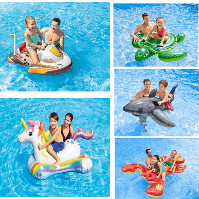 INTEX adult water inflatable mount flamingo swimming ring unicorn floating row swimming pool floating bed children's toys