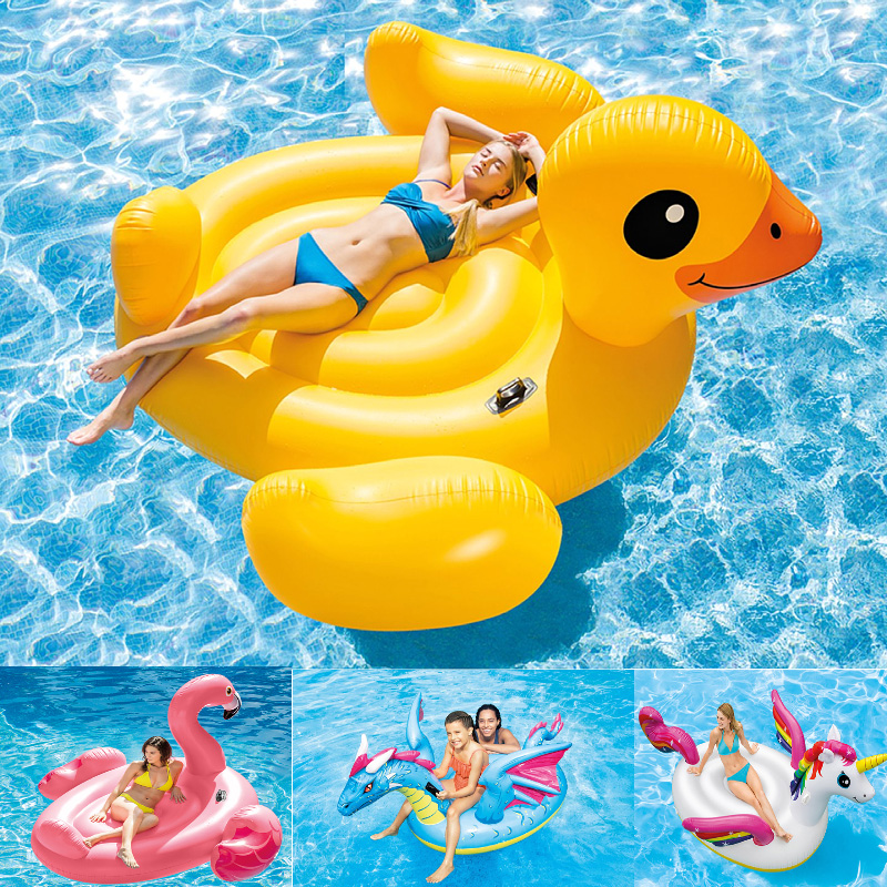 INTEX Flamingo Inflatable Mount Floating Row Swimming Ring Adult Children's Pool Inflatable Floating Bed Unicorn Recliner