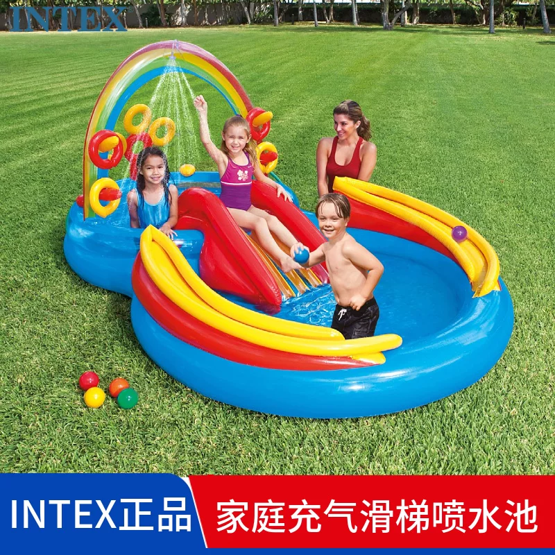 INTEX Аквапарк, плавательный бассейн, морской бассейн с мячиками, водный спуск