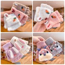Gloves Children Flip Winter Warm Korean Writing Children Ride Cute Boys and Girls Cold-proof Five Fingers