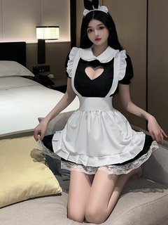 2024 autumn and winter new sexy nightgown couple fun underwear maid suit short skirt pure cos clothing pajamas clothes