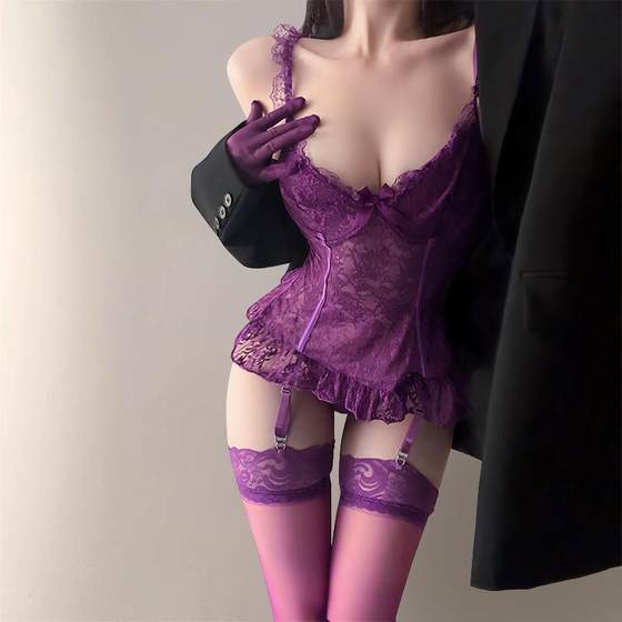 性感连体衣情调钢圈聚拢内衣纯欲吊带塑身衣2025新款秋冬季大码