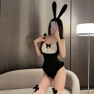 Sexy underwear high-end bunny girl body shaping jumpsuit 2024 new sexy cos cute large size pajamas