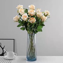 () Rose Emulation Flower Living Room Decoration Snowhill Rose Fake Flowers Home Dining Table Furnishing Bedroom Arranged Wedding