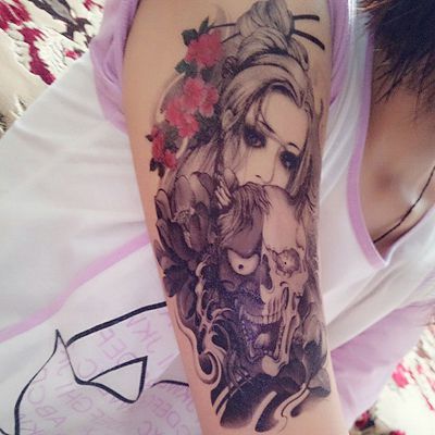 Banruo flower arm tattoo stickers geisha tears net red tattoo stickers tattoo stickers ins wind Prajna tears geisha tattoo