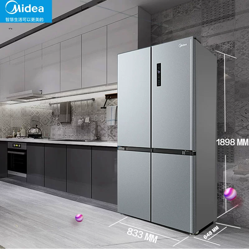 Midea Thông minh Không sương mù Tủ lạnh Cửa chéo Gia dụng Bốn cửa Cửa đôi 4 Cửa Cửa đôi Siêu mỏng 523 - Tủ lạnh