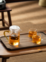 All-glass thickened brewing teapot scented tea green tea black tea cup three-piece household single pot tea water separation fair cup