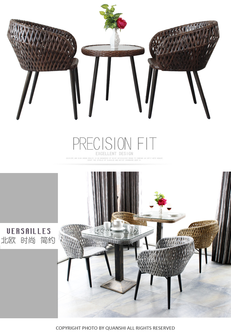 Weimei Garden Ban công ngoài trời Bàn và ghế Wicker Ghế kết hợp Bàn cà phê nhỏ Đồ nội thất đơn giản giản dị Sân hiên Sân trong nhà và ngoài trời ghế mây ngoài trời