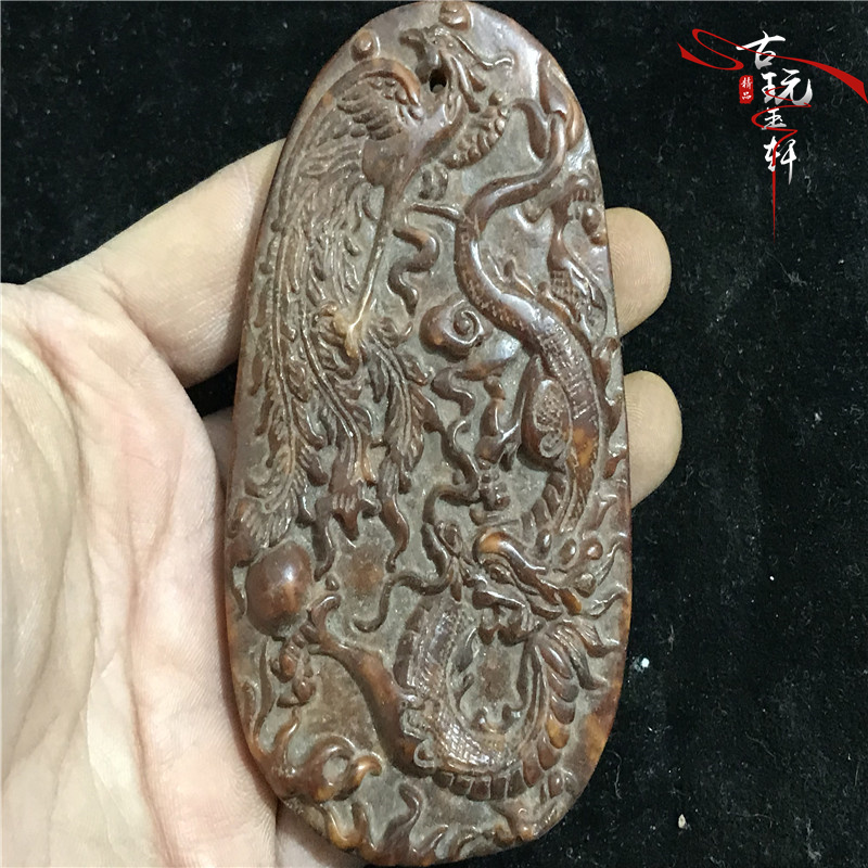 Giả của cổ cao ngọc bích Chiến Quốc Kỳ ngọc cổ ngọc bích tường thương hiệu ngọc bích cổ ngọc bích mảnh rồng và phoenix mặt dây chuyền mặt dây chuyền ngọc bội đẹp