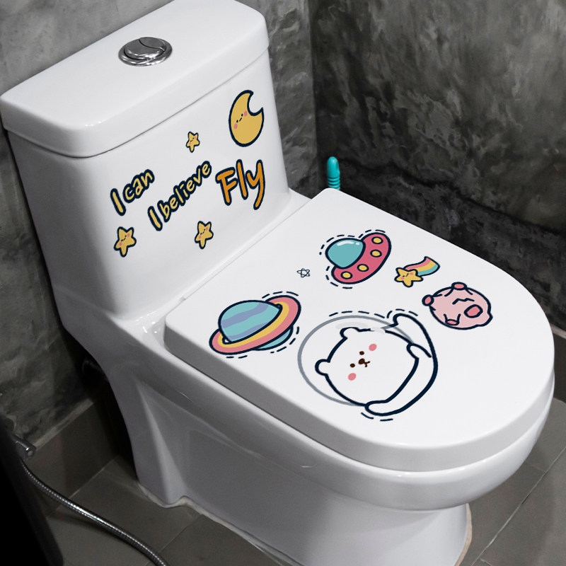 Cute decorated horse lid patch Creative self-adhesive Toilet Makeup Room Universal Waterproof Removable Sticker Full Sticker