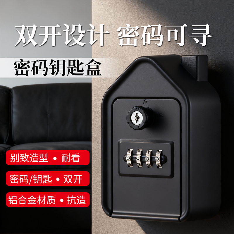 Password Key Box in House Shape with Dual Lock for Retrieving Passwords, Suitable for Home Use, Repair Companies, and Hotel Management