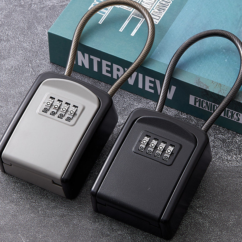 Padlock key box password lock home B&B free installation door handle anti-theft door box decoration key password box