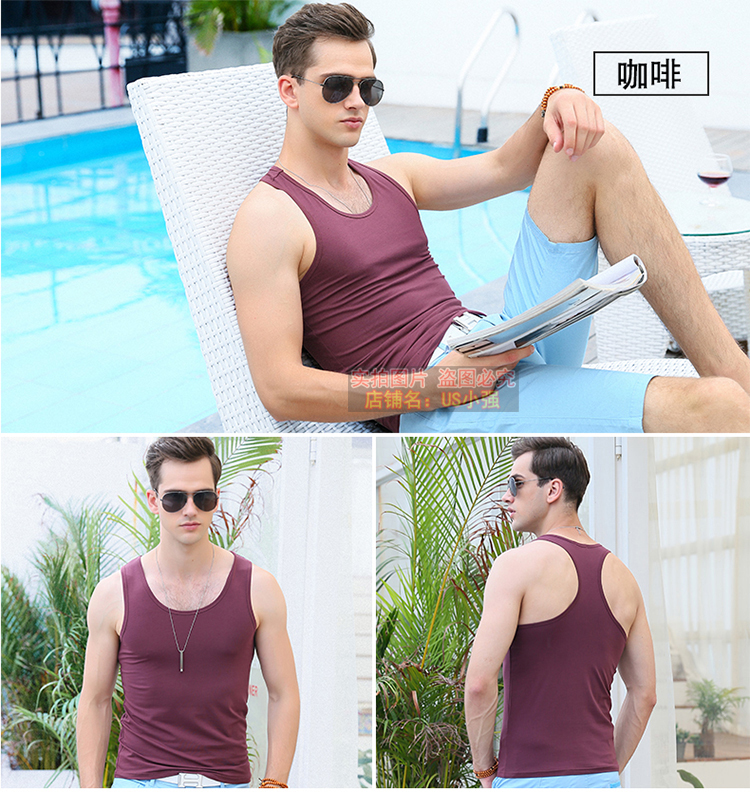 Của nam giới áo ghi lê mùa hè thể dục chặt chẽ thể thao dưới hẹp vest cotton Slim XL triều áo sơ mi