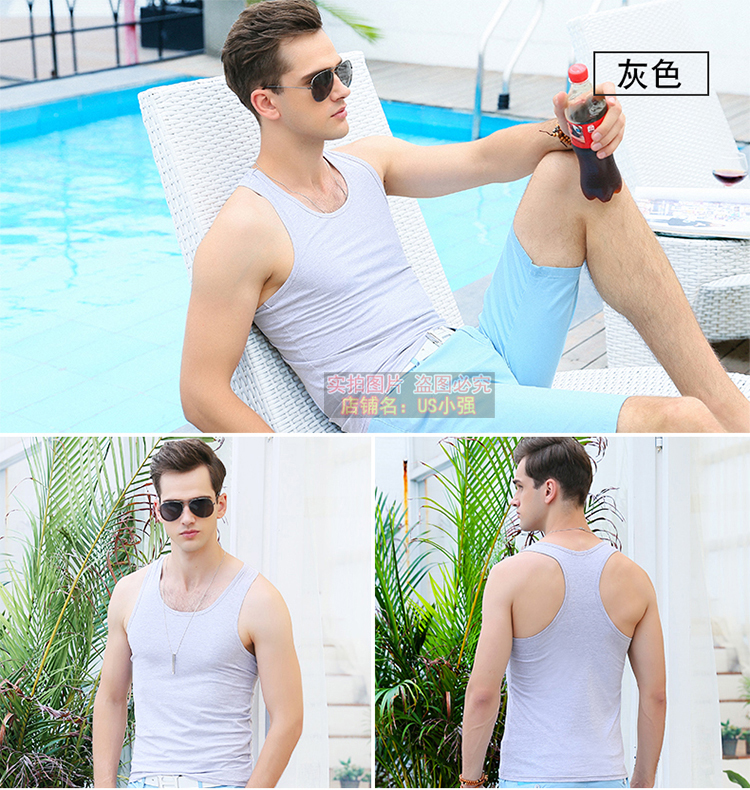 Của nam giới áo ghi lê mùa hè thể dục chặt chẽ thể thao dưới hẹp vest cotton Slim XL triều áo sơ mi