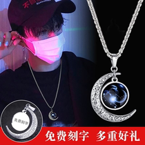 Sterling Silver Twelve Constellation Necklace Mens Trendy Korean Version Hip Hop Simple Personality Couples Birth Year Lettering Valentines Day Gift