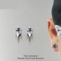 Knight sterling silver earrings mens single 2022 new trendy personality fashion street dance hip-hop students street earrings