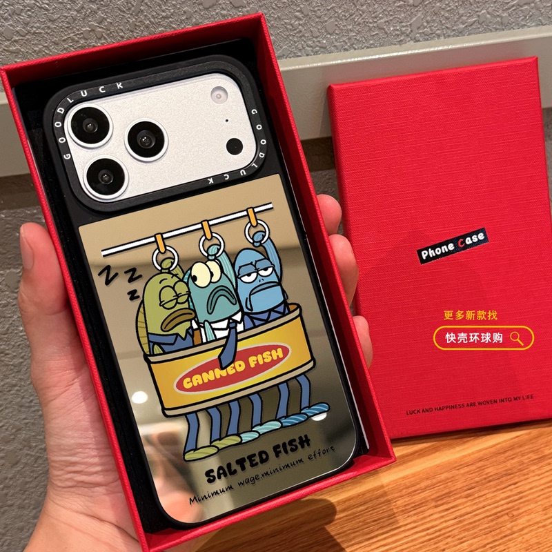 Funny Fish Commuters from Bikini Bottom Riding the Subway Suitable for iPhone 17 Pro Max Phone Case 16 Pro Apple 15 Mirror Magsafe Magnetic 14 Plus Protective Case 13 Quirky Fun 12