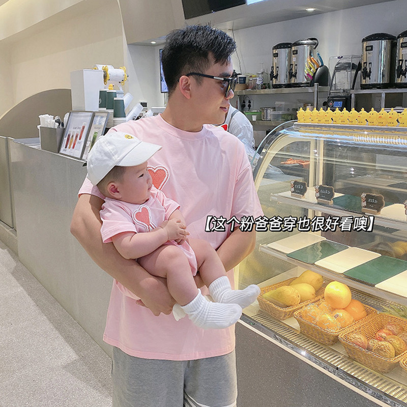 Net red special parent-child dress mother and child summer dress a family of three or four high-end short-sleeved t-shirt love cotton baby romper