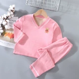 Бархатная детская осенняя длинная пижама, комплект, оверсайз, подходит для подростков, V-образный вырез
