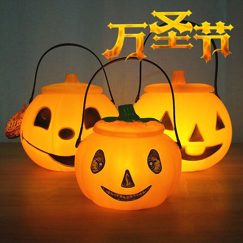 Christmas Pumpkin Lantern Carry-on Pumpkin Candy Jar Children Performance Props Hair light with cover Pumpkin Christmas Decorations-Taobao