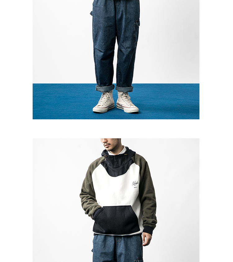 Navy craft nặng giặt bên túi lớn quần thẳng thẳng dụng cụ jeans quần tây