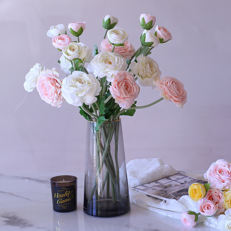 Nordic simulation 2 foreign peony camellia Lu lotus dew lotus living room fake flower set decoration decorative flower art