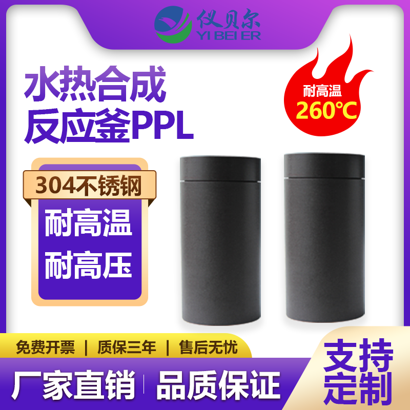 水热反应釜PPL材质内衬胆对位聚苯黑色100ml不锈钢高温高压实验室