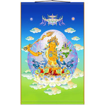 Manjushri Bodhisattva Buddha statue painting vintage scroll hanging painting for Buddhist hall and niche full screen silk painting customized according to drawings