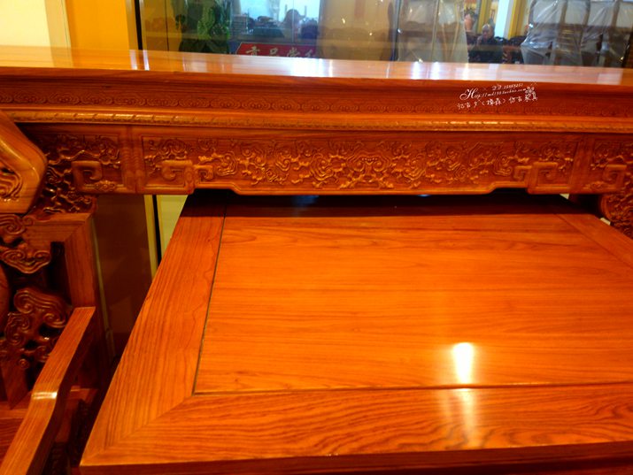 Bộ bàn ghế gỗ hồng mộc Zhongtang bộ sáu mảnh Vỏ gỗ nguyên khối cho bàn tám tầng bàn ghế Taishi kết hợp ngồi xổm - Bàn / Bàn bàn gỗ ép
