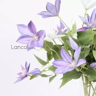 Lancol European fresh simulation flower White purple wire Lotus home living room decoration flower fake flower silk flower